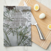 Snowy Pine Branch Winter Natuur Theedoek (Quarter Fold)