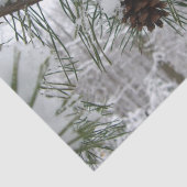 Snowy Pine Branch Winter Natuur Tissuepapier (Detail)