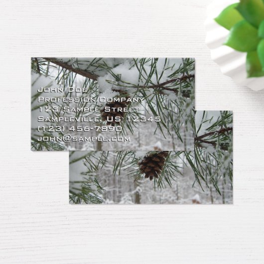 Snowy Pine Branch Winter Natuur Visitekaartje (Bureau)