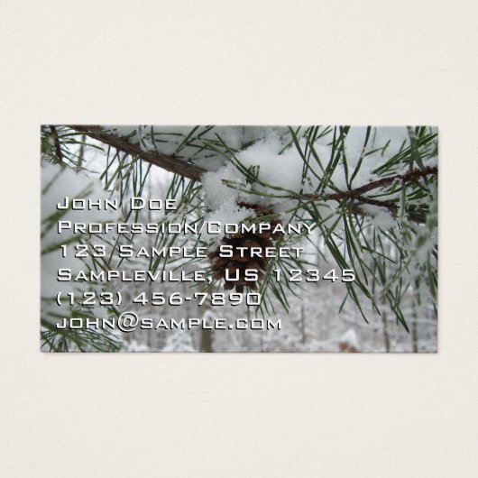 Snowy Pine Branch Winter Natuur Visitekaartje (Voorkant)