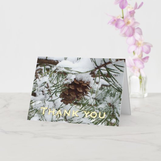 Snowy Pine Cone Hartelijk dank Folie Wenskaart (Orchidee)