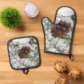 Snowy Pine Cone I Ovenwant & Pannenlap Set (Top down)