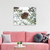 Snowy Pine Cone I Winter Natuur Foto Canvas Afdruk (Insitu (Woonkamer))