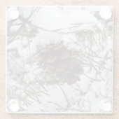 Snowy Pine Cone I Winter Natuur Foto Glazen Onderzetter (Achterkant)