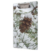 Snowy Pine Cone I Winter Natuur Foto Klembord (Links)