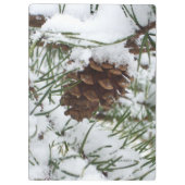 Snowy Pine Cone I Winter Natuur Foto Klembord (Achterkant)