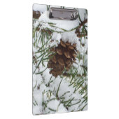 Snowy Pine Cone I Winter Natuur Foto Klembord (Rechts)