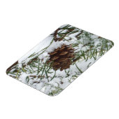 Snowy Pine Cone I Winter Natuur Foto Magneet (Linkerzijde)