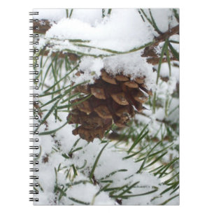 Snowy Pine Cone I Winter Natuur Foto Notitieboek