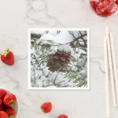 Snowy Pine Cone I Winter Natuur Foto Servetten (Insitu)