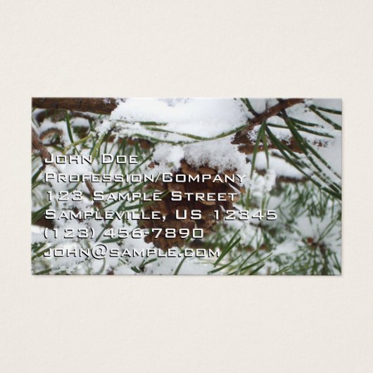 Snowy Pine Cone I Winter Natuur Foto Visitekaartje (Voorkant)