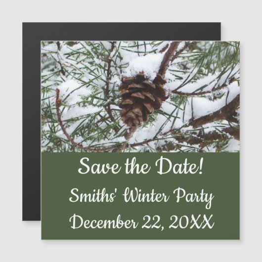 Snowy Pine Cone II Winter Natuur Fotografie (Voorkant / Achterkant)