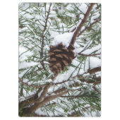 Snowy Pine Cone II Winter Natuur Fotografie Klembord (Achterkant)