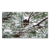 Snowy Pine Cone II Winter Natuur Fotografie Magnetisch Visitekaartje (Voorkant)