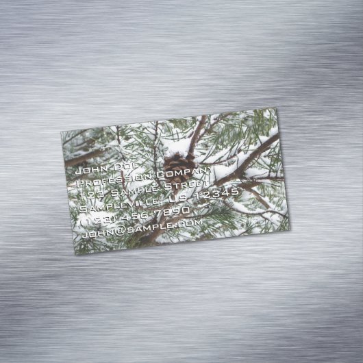 Snowy Pine Cone II Winter Natuur Fotografie Magnetisch Visitekaartje (Voorbeeld)