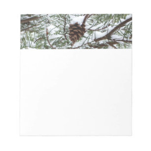 Snowy Pine Cone II Winter Natuur Fotografie Notitieblok