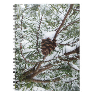 Snowy Pine Cone II Winter Natuur Fotografie Notitieboek
