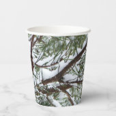 Snowy Pine Cone II Winter Natuur Fotografie Papieren Bekers (Achterkant)