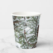 Snowy Pine Cone II Winter Natuur Fotografie Papieren Bekers (Voorkant)
