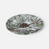 Snowy Pine Cone II Winter Natuur Fotografie Papieren Bordje (Gekanteld)