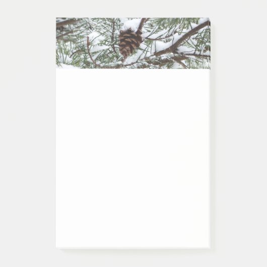 Snowy Pine Cone II Winter Natuur Fotografie Post-it® Notes (Voorkant)