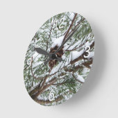 Snowy Pine Cone II Winter Natuur Fotografie Ronde Klok (Hoek)