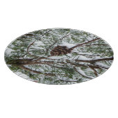 Snowy Pine Cone II Winter Natuur Fotografie Snijplank (Hoek)