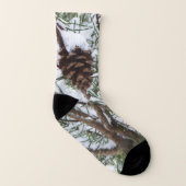 Snowy Pine Cone II Winter Natuur Fotografie Sokken (Links binnenkant)