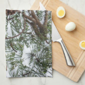 Snowy Pine Cone II Winter Natuur Fotografie Theedoek (Quarter Fold)