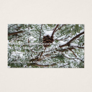 Snowy Pine Cone II Winter Natuur Fotografie Visitekaartje