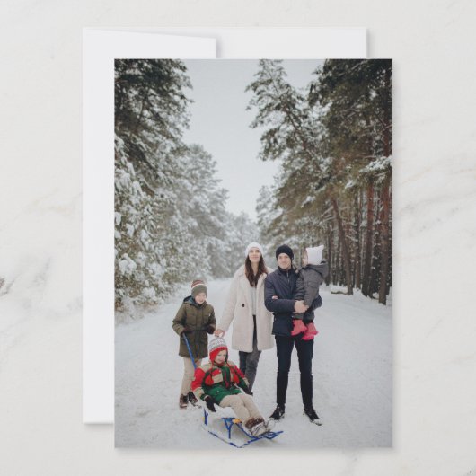 Snowy Pine Custom Photo Christmas Feestdagenkaart (Achterkant)