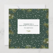 Snowy Pine Foliage kerstfoto Feestdagenkaart (Achterkant)