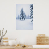 Snowy Pine Forest in de winter Poster (Keuken)