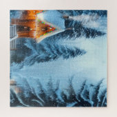 Snowy Pine Forest met Cabine 20x20 Puzzle Legpuzzel (Horizontaal)