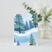 Snowy Pine Forest | Waterverf in de winter Briefkaart (Staand voorkant)