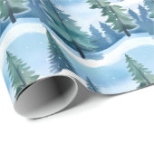 Snowy Pine Forest | Waterverf in de winter Cadeaupapier (Rol Hoek)
