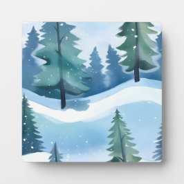 Snowy Pine Forest | Waterverf in de winter Fotoplaat