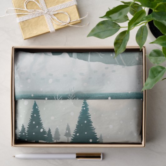 Snowy Pine Forest | Woodland Christmas Holiday Tissuepapier (Geschenk)