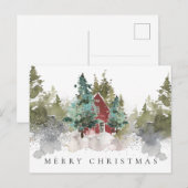 Snowy Pine Forest Woodland Merry Kerstry Feestdagenkaart (Voorkant / Achterkant)