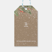 Snowy Pine & Ilex Berries, droog en helder schrijv Cadeaulabel (Achterkant)