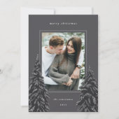 Snowy Pine | Kerstfoto van Elegant Feestdagenkaart (Voorkant)