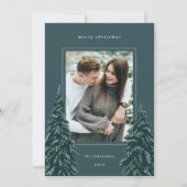 Snowy Pine | Kerstfoto van Elegant Feestdagenkaart (Voorkant)