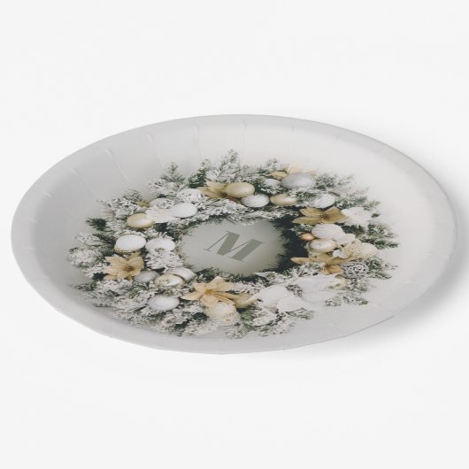 Snowy Pine Kerstmis Papieren Bordje (Gekanteld)