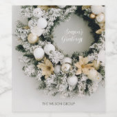 Snowy Pine Kerstmis Wijn Etiket (Enkel label)