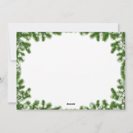 Snowy Pine Needles Happy Holiday Photo Card Feestdagenkaart (Achterkant)