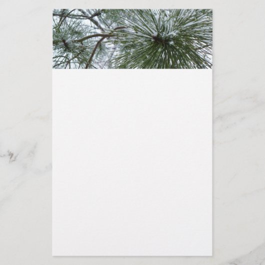 Snowy Pine Needles Winter Natuur Briefpapier (Voorkant)