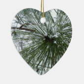 Snowy Pine Needles Winter Natuur Keramisch Ornament (Rechts)