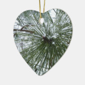 Snowy Pine Needles Winter Natuur Keramisch Ornament (Links)