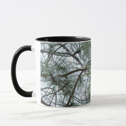 Snowy Pine Needles Winter Natuur Mok (Links)