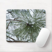 Snowy Pine Needles Winter Natuur Muismat (Met muis)